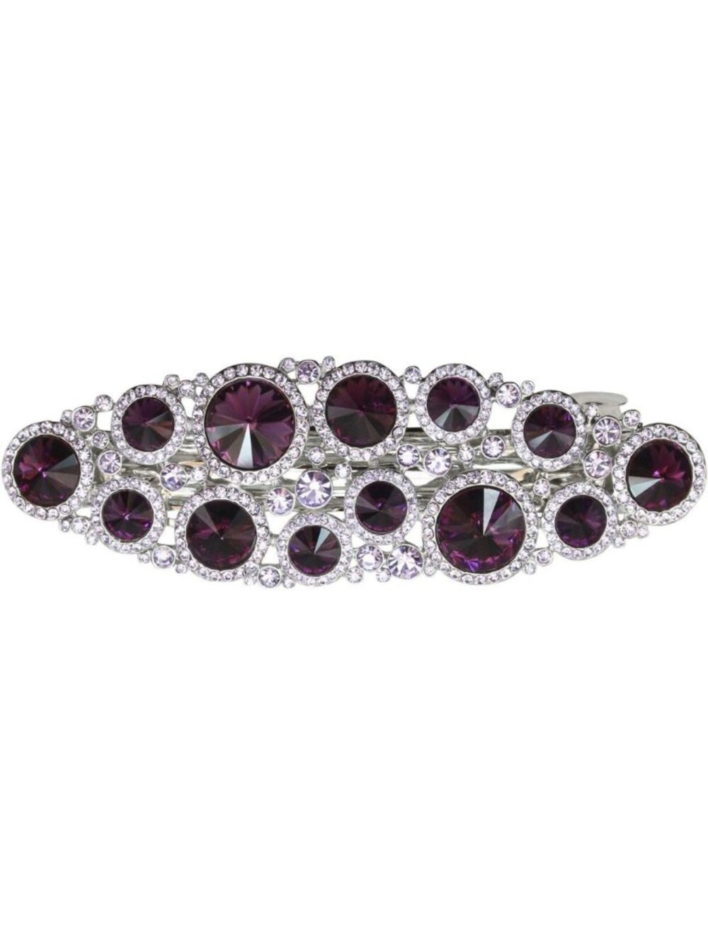 Stunning Purple Rhinestone Crystal Hair Barrette Clip - Elegant Hair Accessory